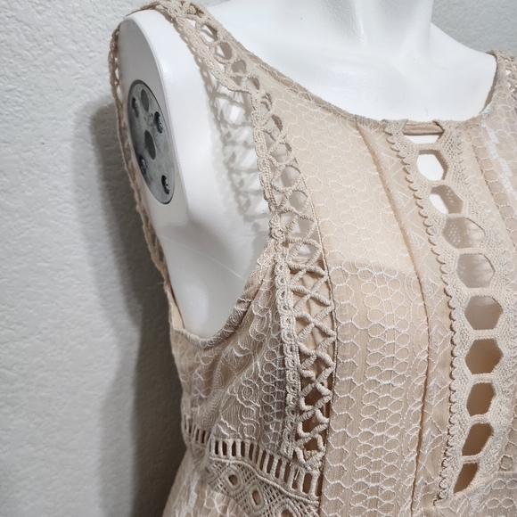 Free People Wherever You Go Sleevless Ivory Lace Dress Size S - Picture 11 of 13